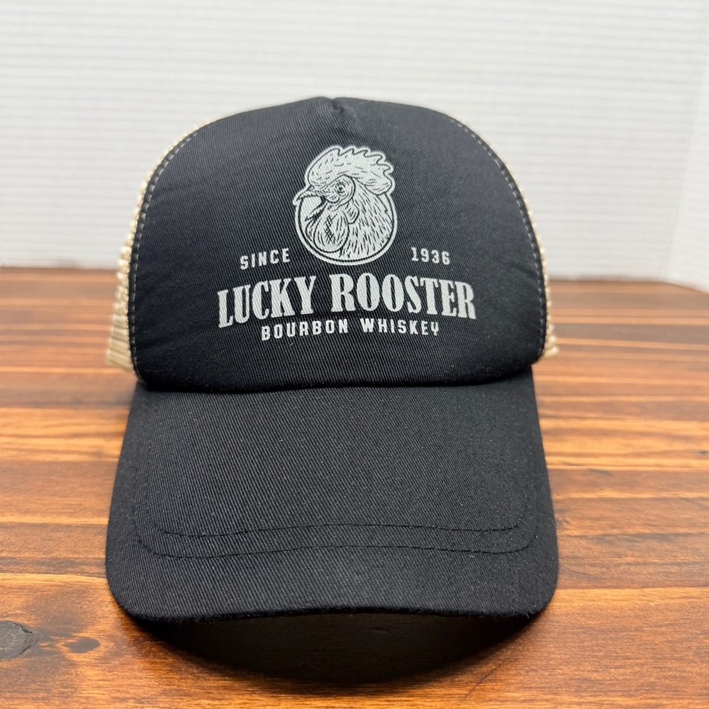Lucky Rooster Bourbon Whiskey Cap Trucker Mesh Snapback Foam Front Panel OSFM